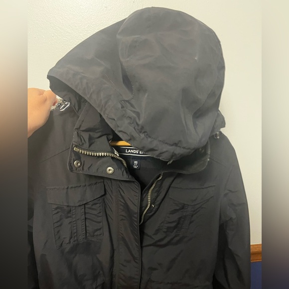 Lands' End Black Raincoat - Picture 3 of 4